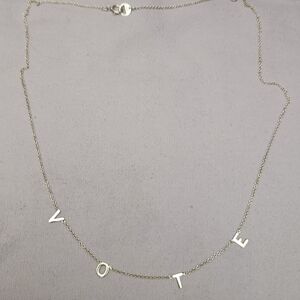 BYCHARI Silver 'VOTE' Necklace